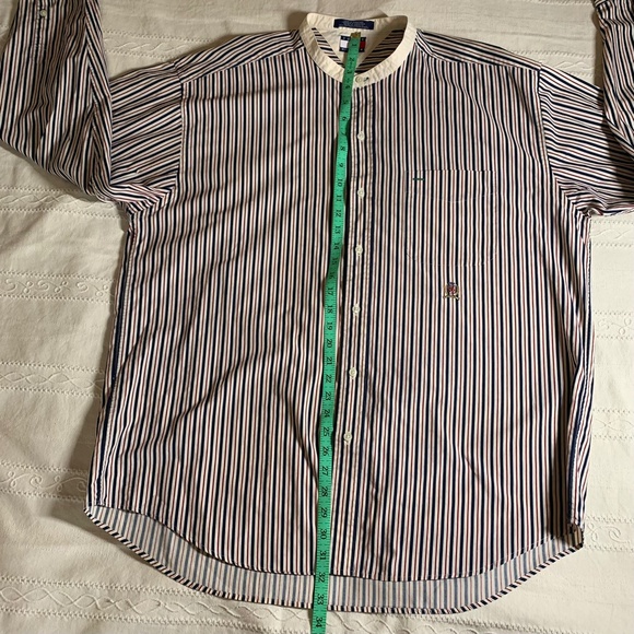 Tommy Hilfiger VTG 90s y2k Crest Logo Button Up Striped Long Sleeve Shirt XL - Picture 13 of 14